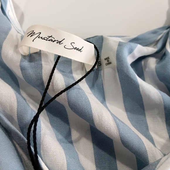 Mustard Seed Women's (Size S) Blue-Gray & White Stripe Mini Dress (NWT) - Picture 3 of 11